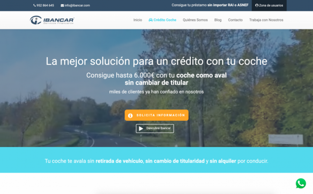 Puedes solicitar el préstamo con avala en coche desde el sitio Web de Ibancar.
