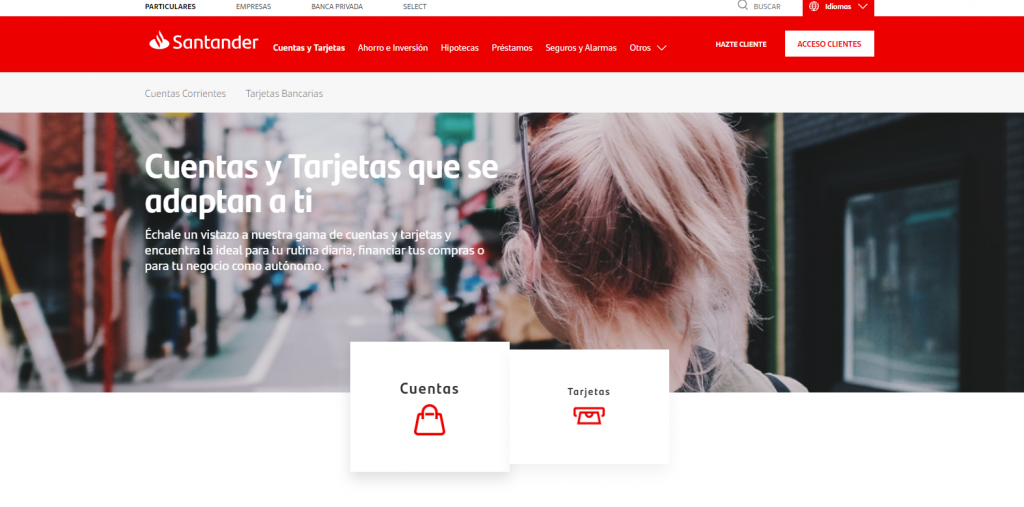 Solicita la cuenta online Santander mediante su sitio Web